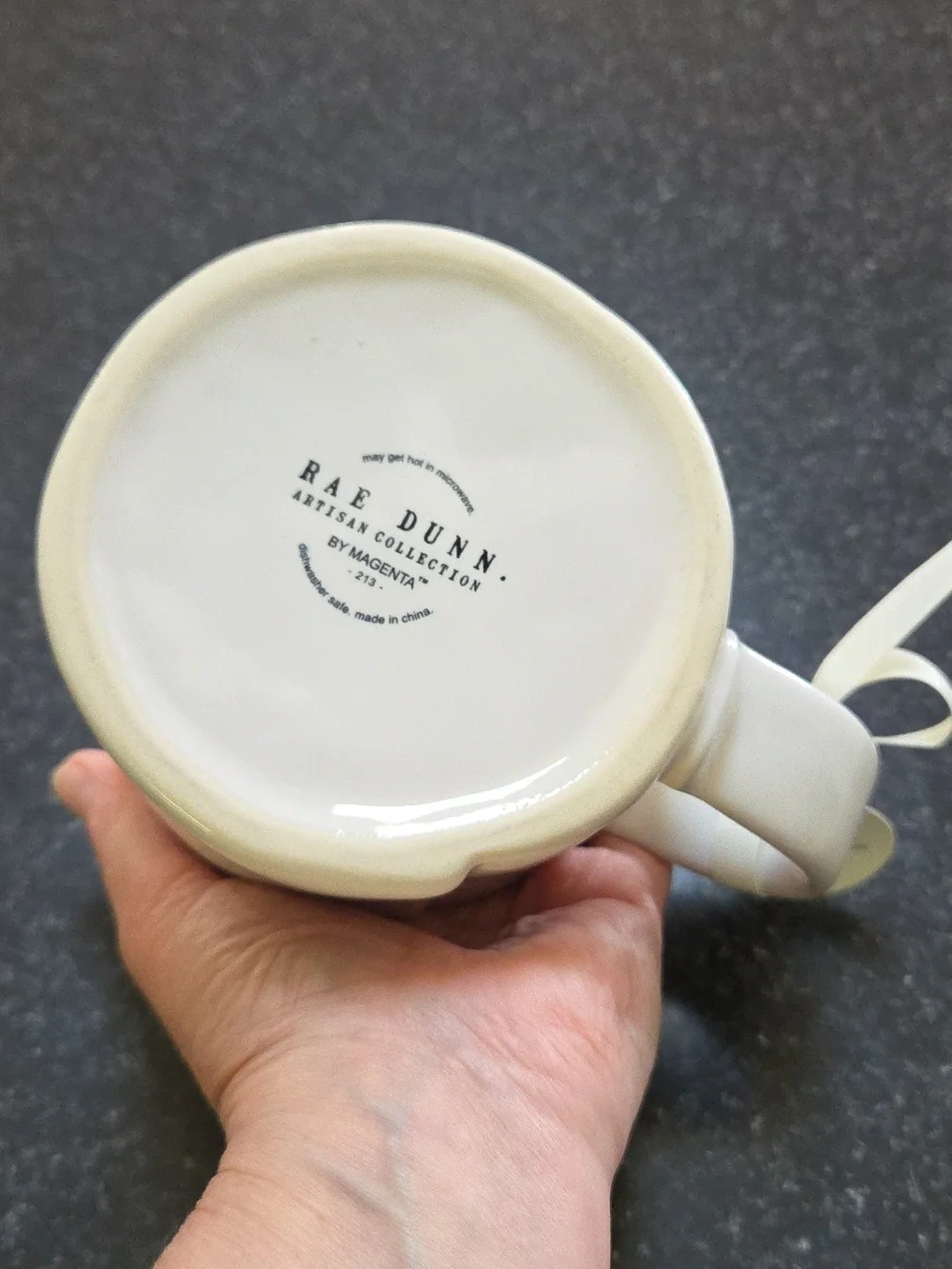 Rae Dunn LATTE Ceramic Mug Cream Lettered Coffee Cup Large New
